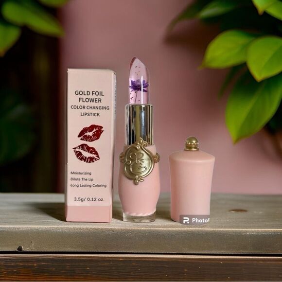 Other - Bloom and Glow Color Changing Lip Jelly Gold Foil Flowers